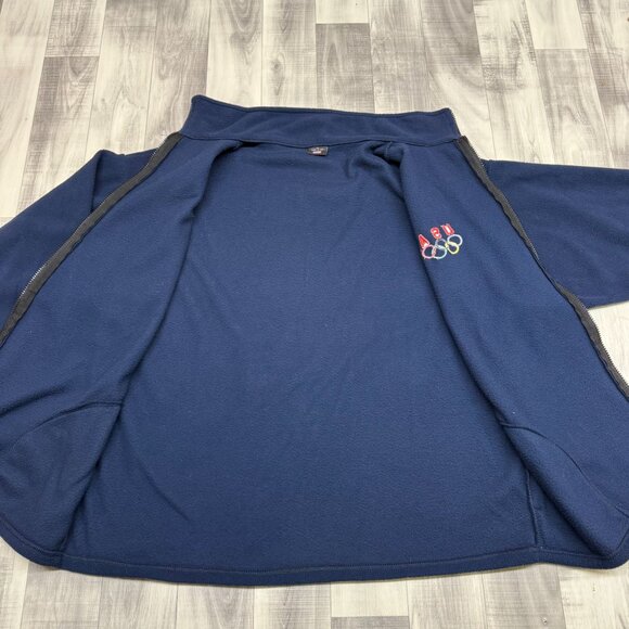 ✅ Mens XL Olympics USA Embroidered Logo Full Zip Fleece Jacket Navy Made In USA - Picture 6 of 8